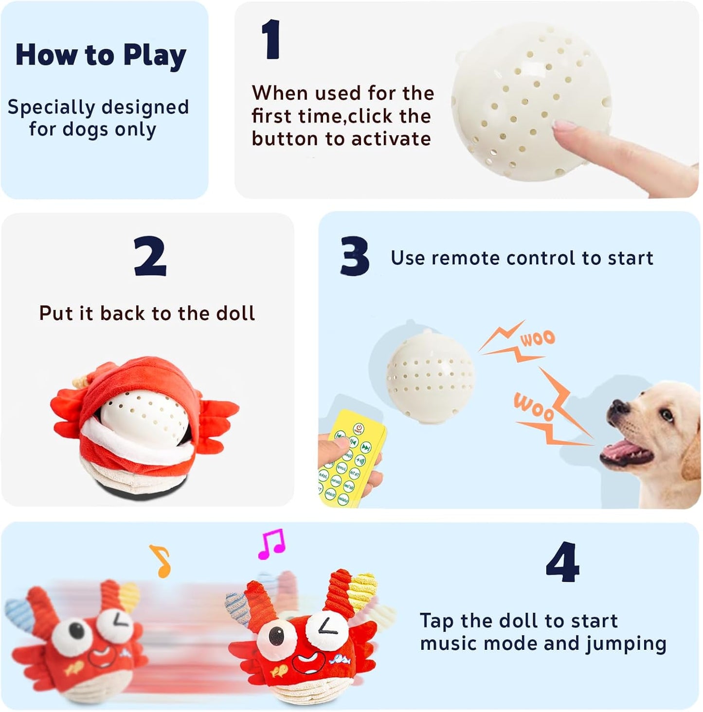 Bouncing Music Crab Dogs Interactive Toy